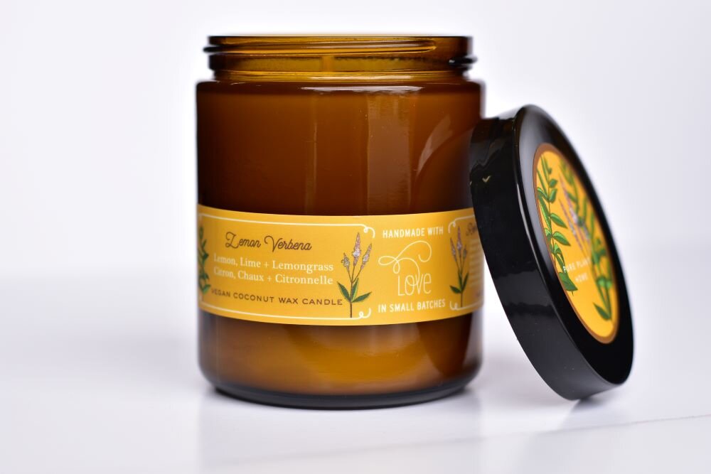 7 oz Large Amber Apothecary Jar Lemon Verbena - 2
