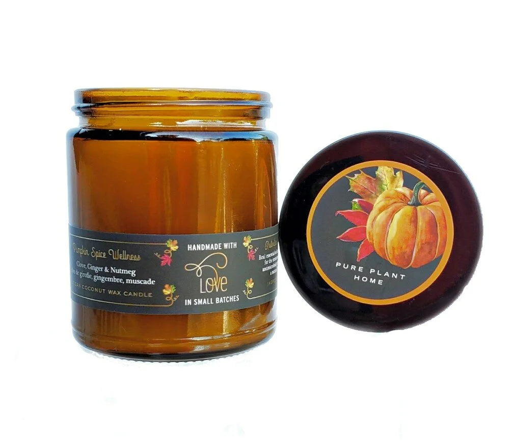 7 oz Pumpkin Spice Wellness large amber jar w/black lid-Clove, Ginger, Nutmeg - 3