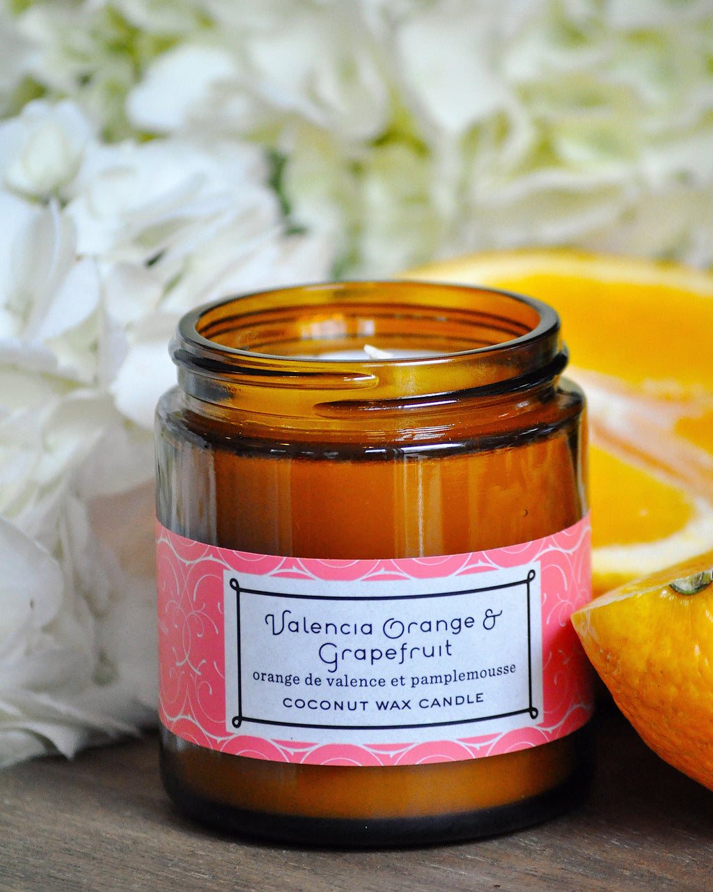 3.1 oz Small Amber Apothecary Jar Valencia Orange/Grapefruit Coconut Wax w/real essential oils - 2