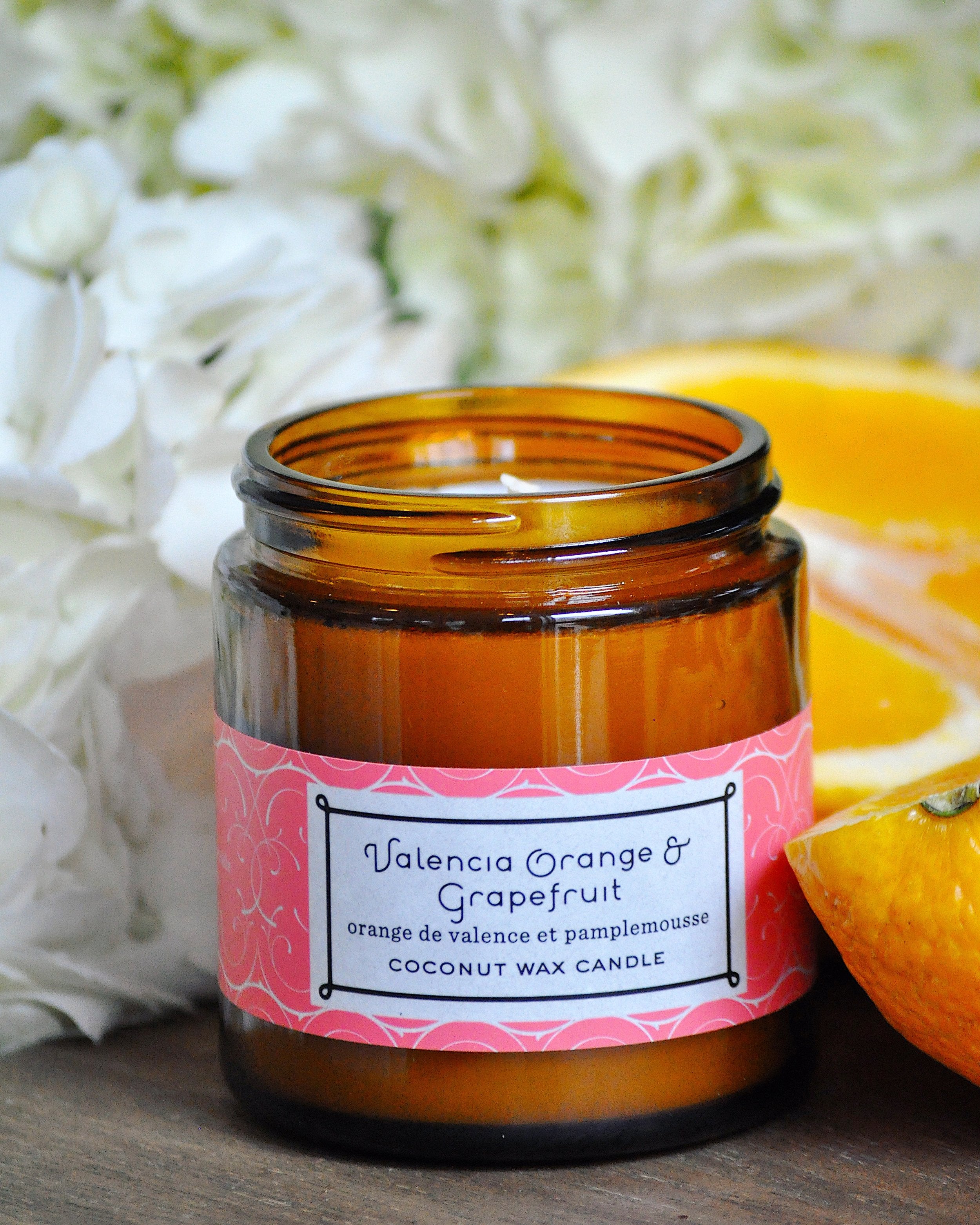 3.1 oz Small Amber Apothecary Jar Valencia Orange/Grapefruit Coconut Wax w/real essential oils - 2