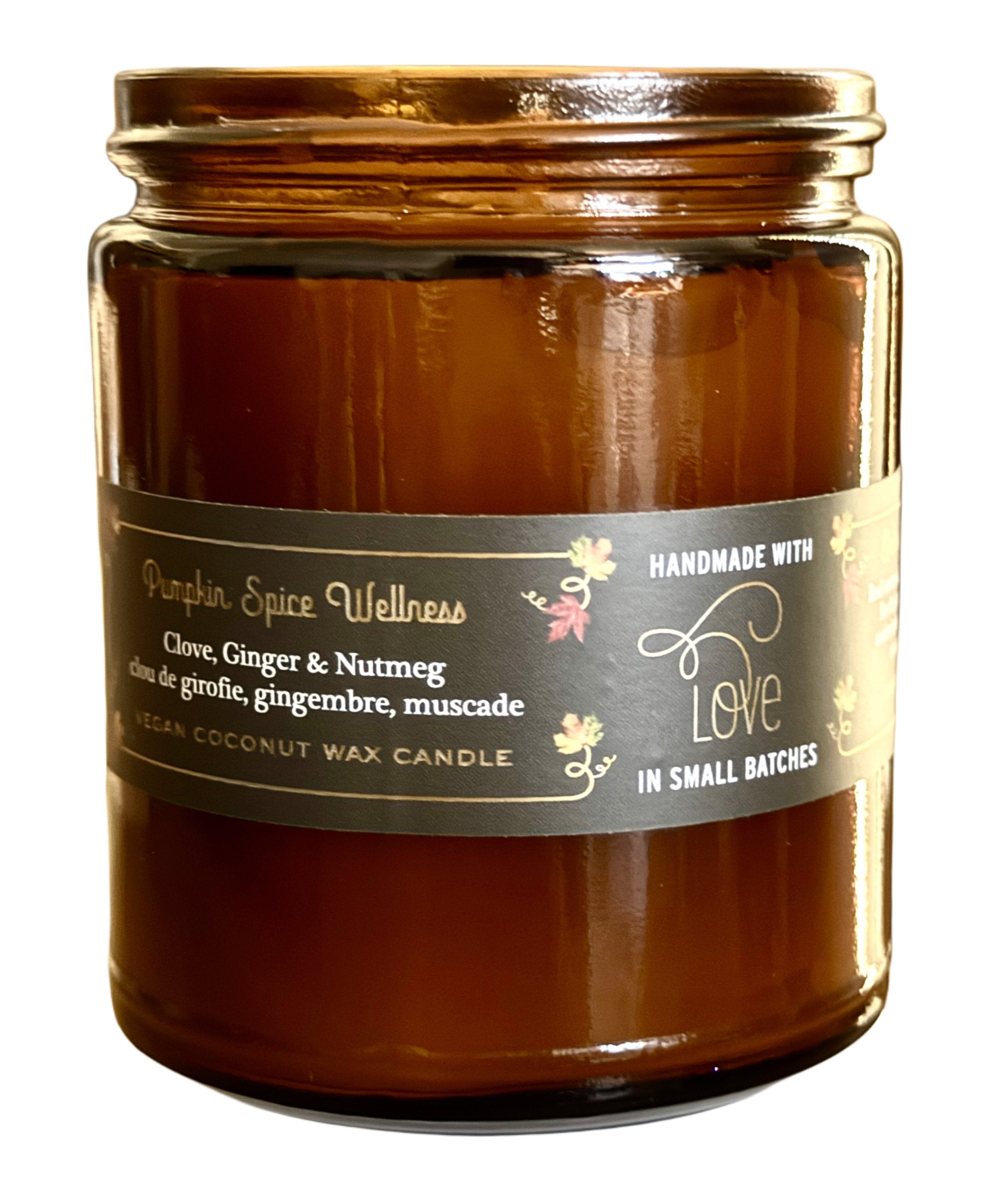 7 oz Pumpkin Spice Wellness  amber glass jar w/gold lid-Clove, Ginger, Nutmeg - 2