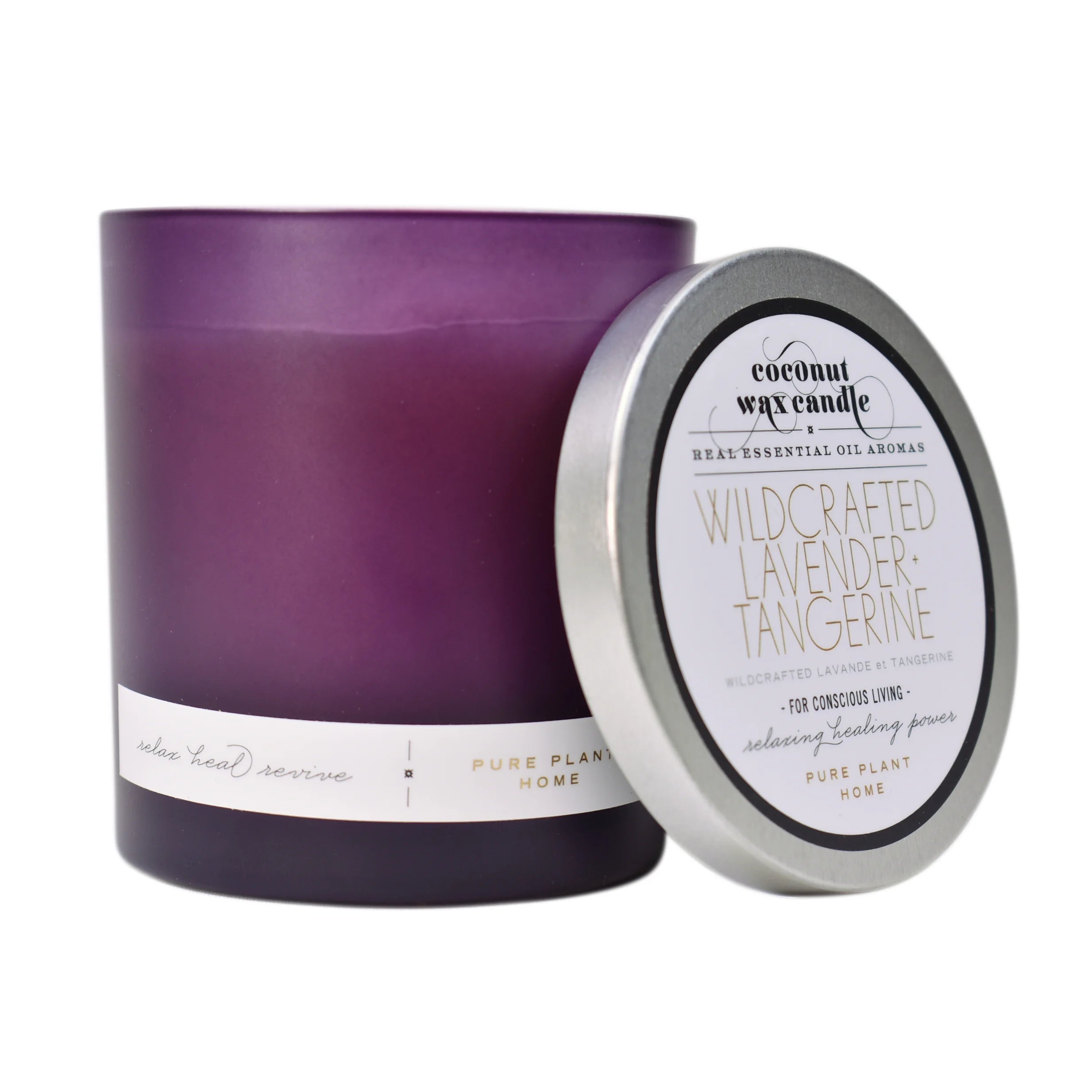 8.1 oz Frosted Purple Glass Wildcrafted Lavender + Tangerine
