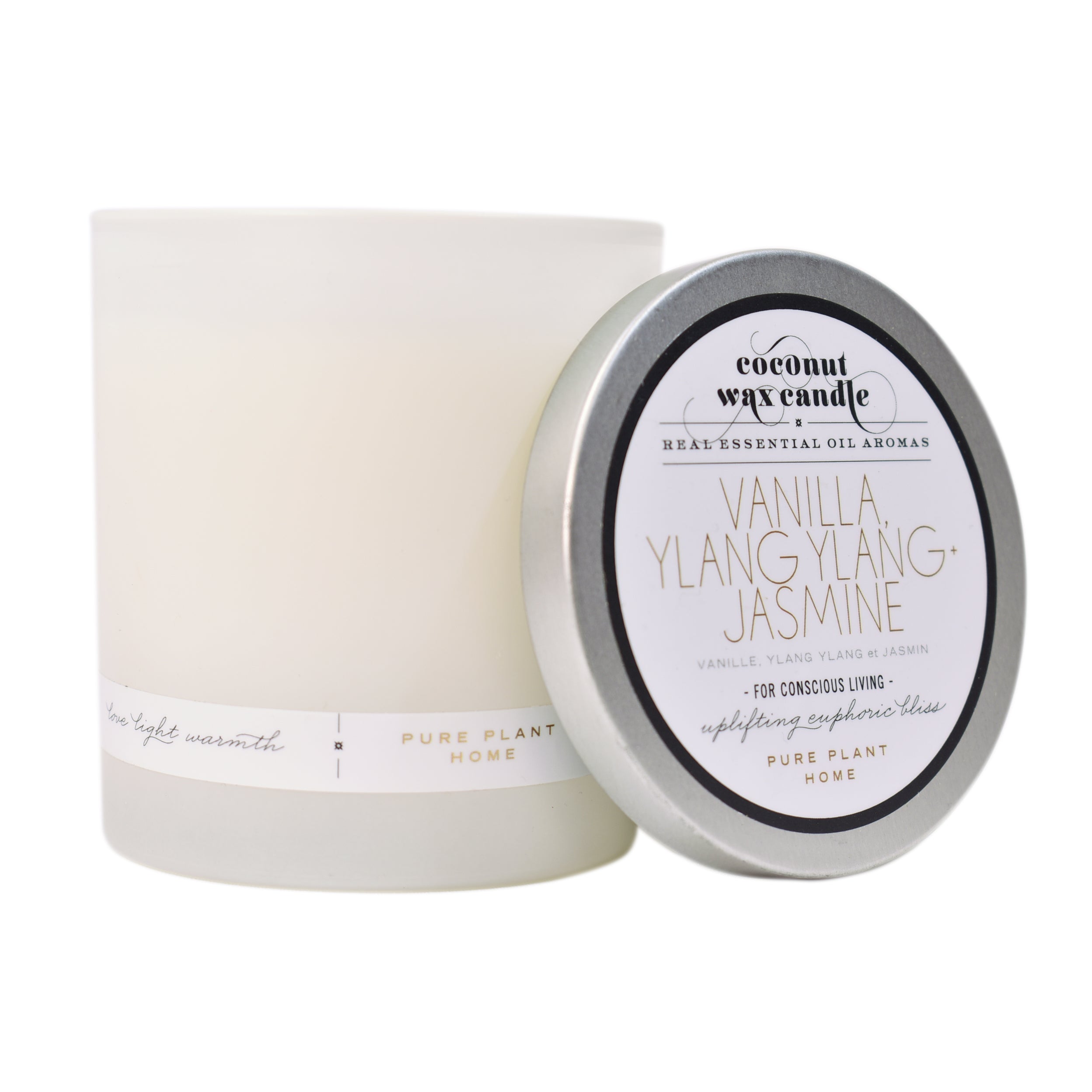 8.1 oz Frosted White Glass Ylang Ylang Jasmine/Vanilla Planifolia - 2