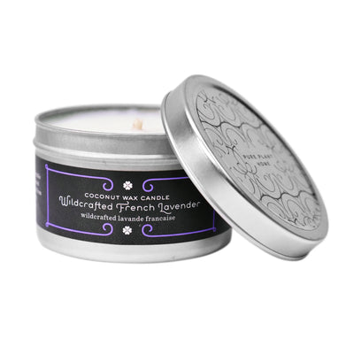 4.4 oz Medium Silver Tin Wildcrafted French Lavender Coconut Wax w/real essential oils