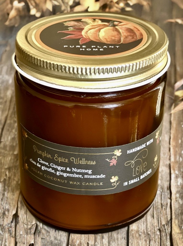 7 oz Pumpkin Spice Wellness  amber glass jar w/gold lid-Clove, Ginger, Nutmeg