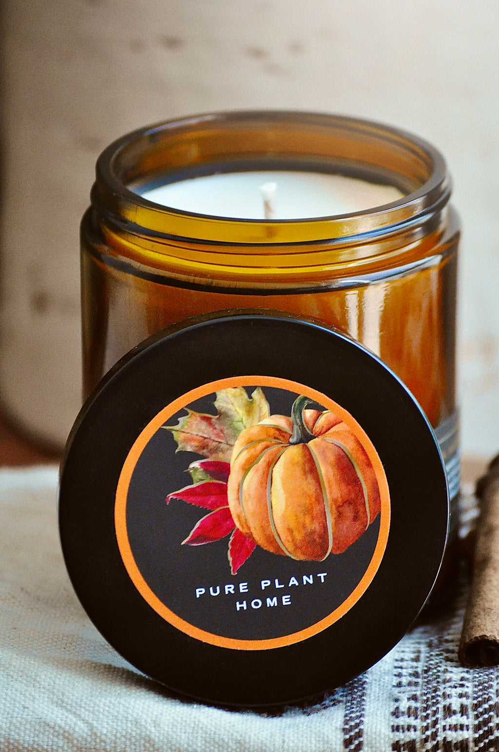 7 oz Pumpkin Spice Wellness large amber jar w/black lid-Clove, Ginger, Nutmeg - 4