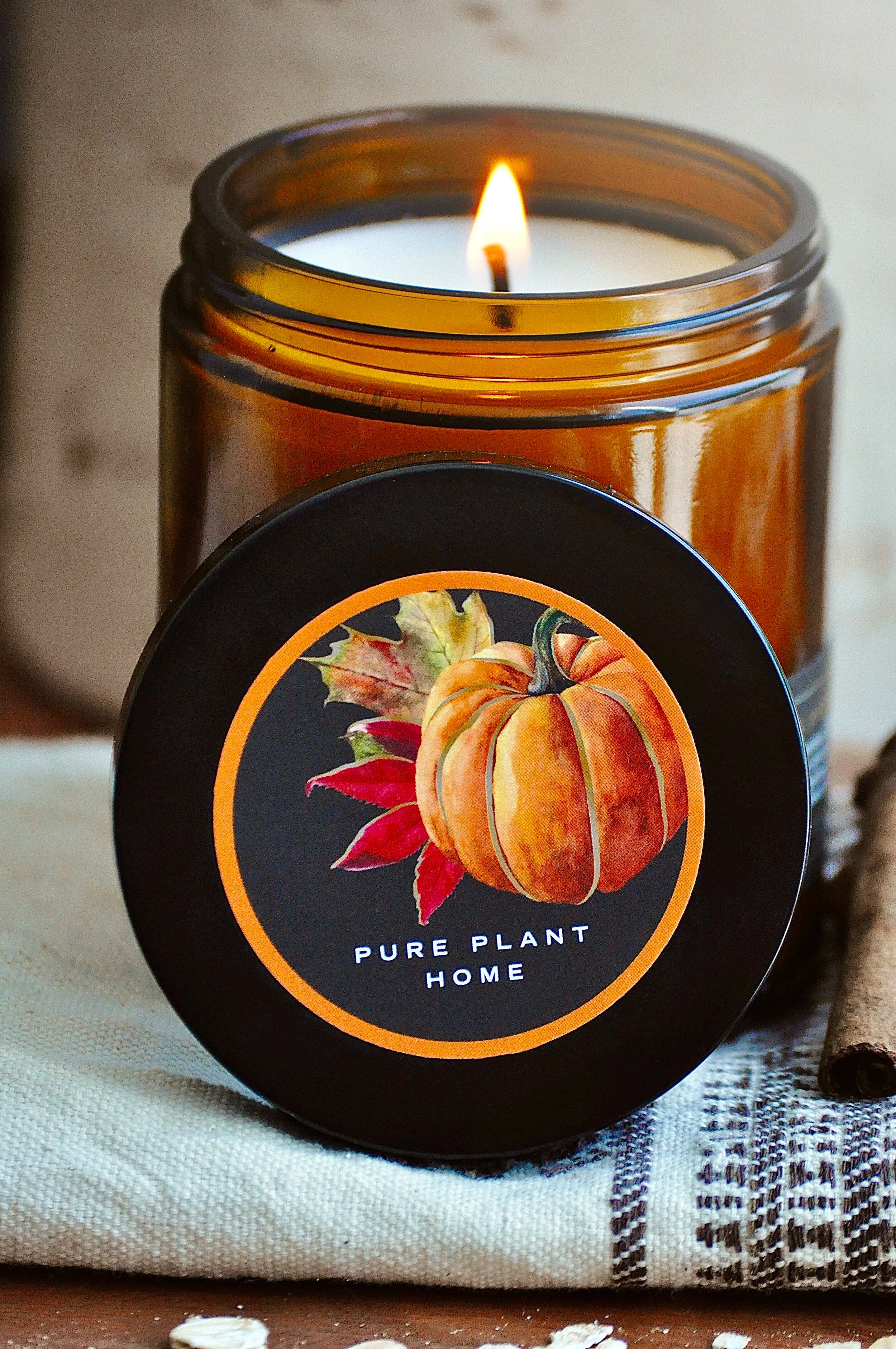 7 oz Pumpkin Spice Wellness large amber jar w/black lid-Clove, Ginger, Nutmeg - 5