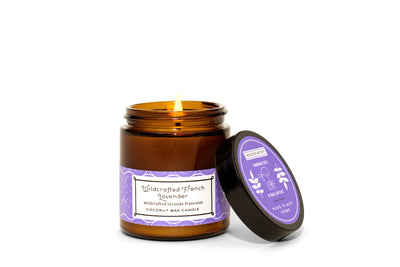 3.1 oz Small Amber Apothecary Jar Wildcrafted French Lavender Coconut Wax w/real essential oils