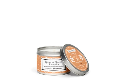 3 oz Small Silver Tin Ginger/Vanilla Coconut Wax w/real essential oils