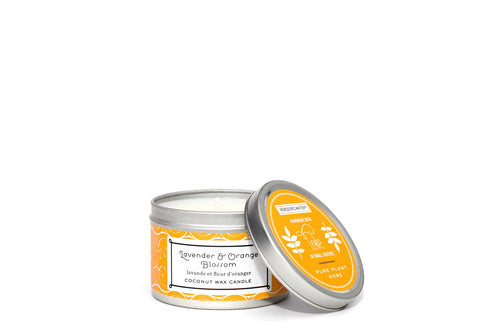 3 oz Small Silver Tin Lavender/Orange Blossom Coconut Wax w/real essential oils