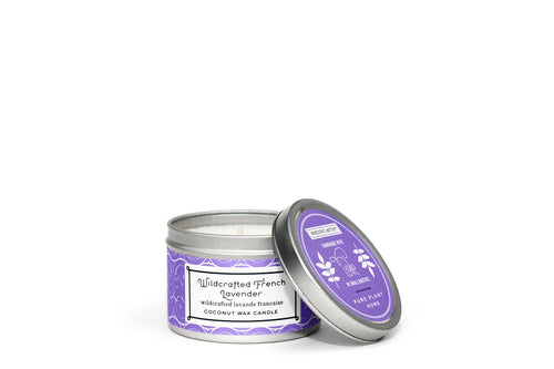3 oz Small Silver Tin Wildcrafted French Lavender Coconut Wax w/real essential oils