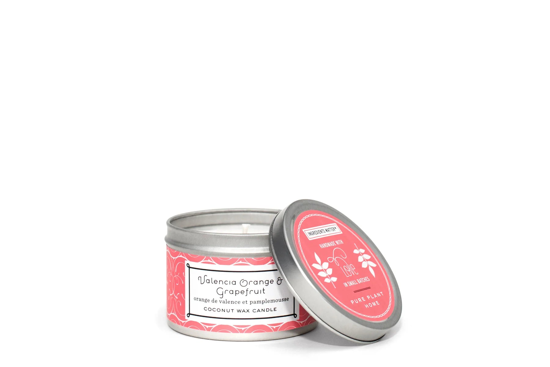 3 oz Small Silver Tin Valencia Orange/Grapefruit Coconut Wax w/real essential oils
