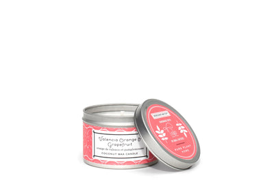 3 oz Small Silver Tin Valencia Orange/Grapefruit Coconut Wax w/real essential oils