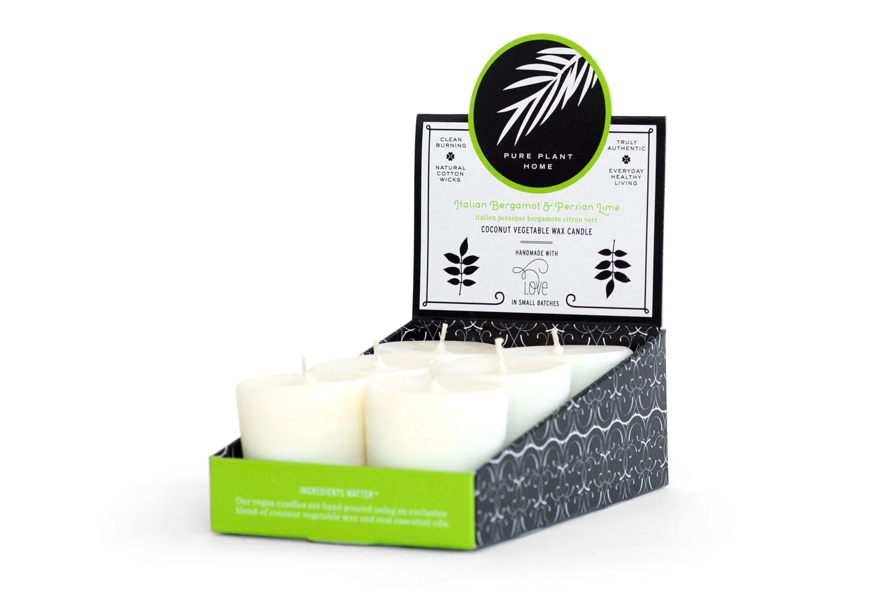 1.9 oz Votive 6 pk Italian Bergamot/Persian Lime Coconut Vegetable Wax blend