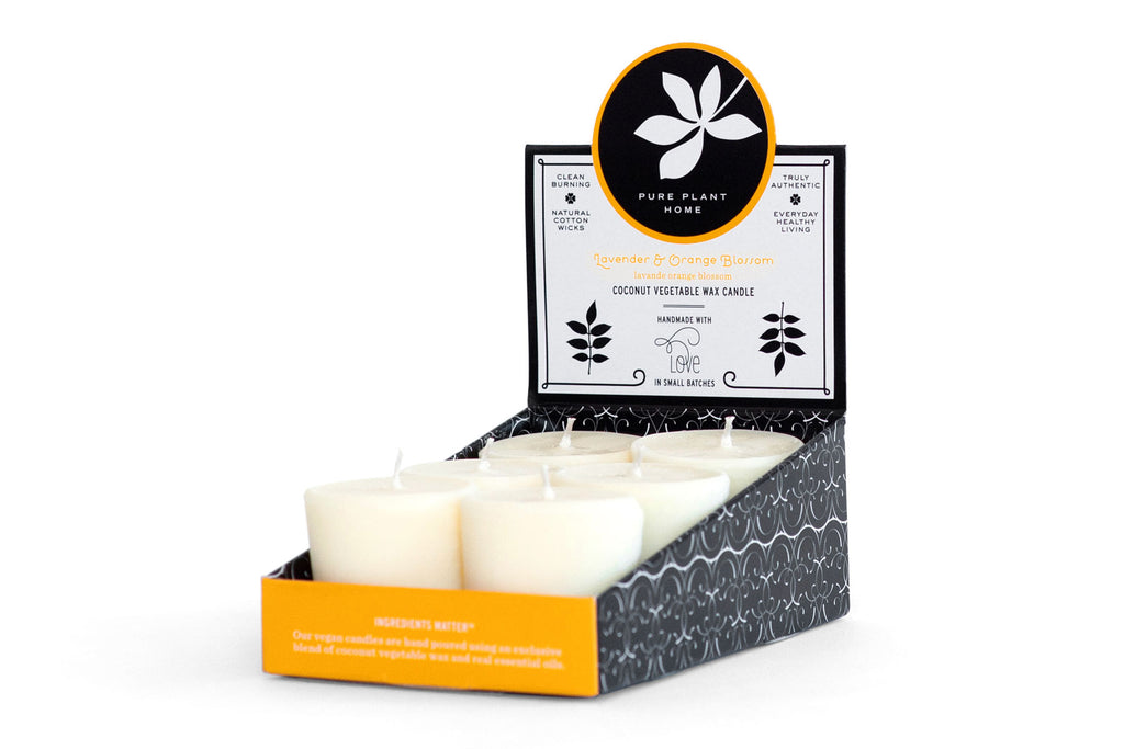 1.9 oz Votive 6 pk Lavender/Orange Blossom Coconut Vegetable Wax blend