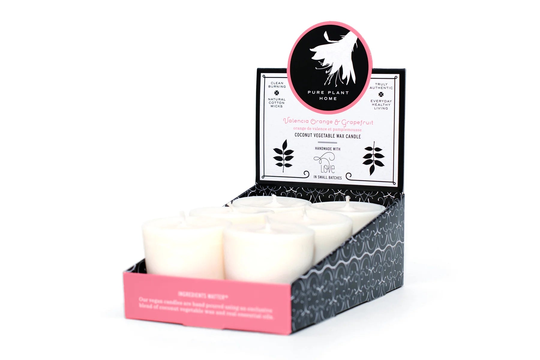 1.9 oz Votive 6 pk Valencia Orange/Grapefruit Coconut Vegetable Wax blend