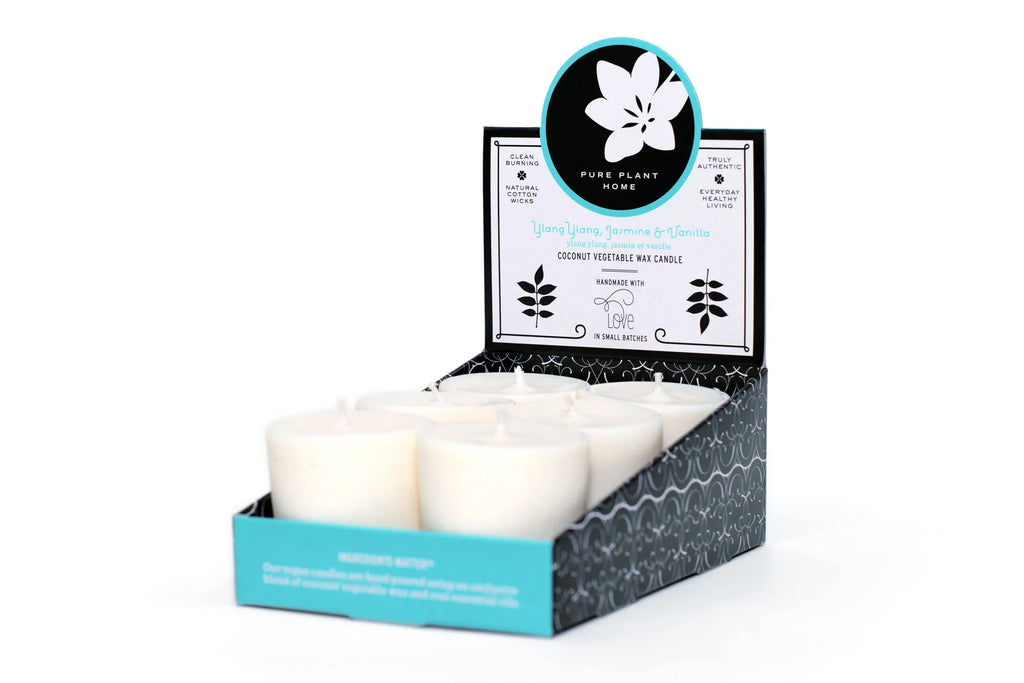1.9 oz Votive 6 pk Ylang Ylang/Jasmine/Vanilla Coconut Vegetable Wax Blend