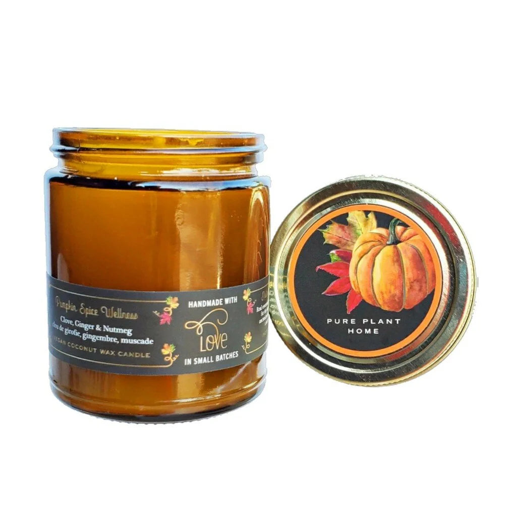 7 oz Pumpkin Spice Wellness  amber glass jar w/gold lid-Clove, Ginger, Nutmeg - 4