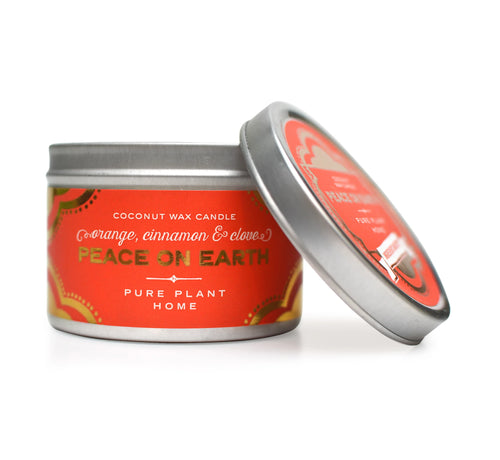 3 oz Holiday Small Silver Tin  Orange, Clove/Cinnamon (Peace On Earth)